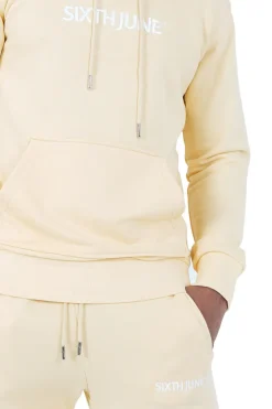 Sweatshirt Capuche Logo Brode Jaune