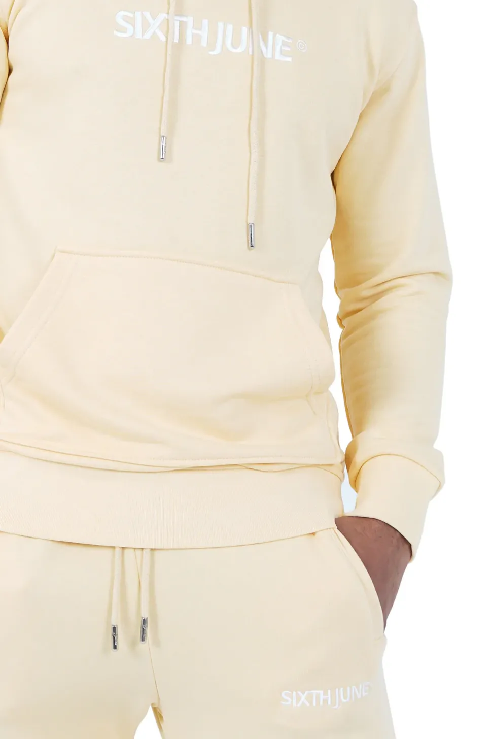 Sweatshirt Capuche Logo Brode Jaune