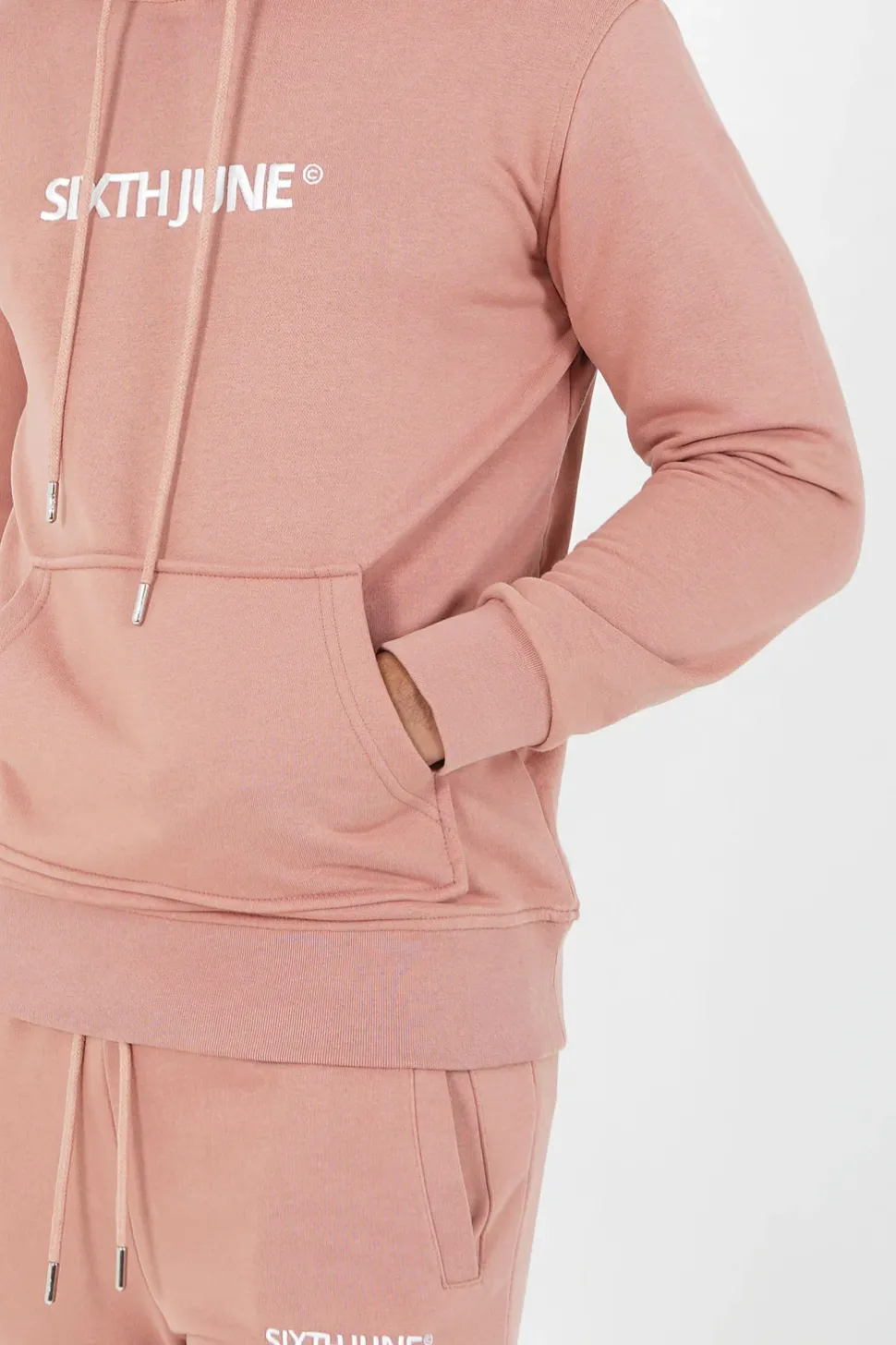 Sweatshirt Capuche Logo Brode Rose