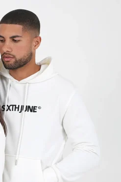 Sweatshirt Capuche Logo Brode Blanc