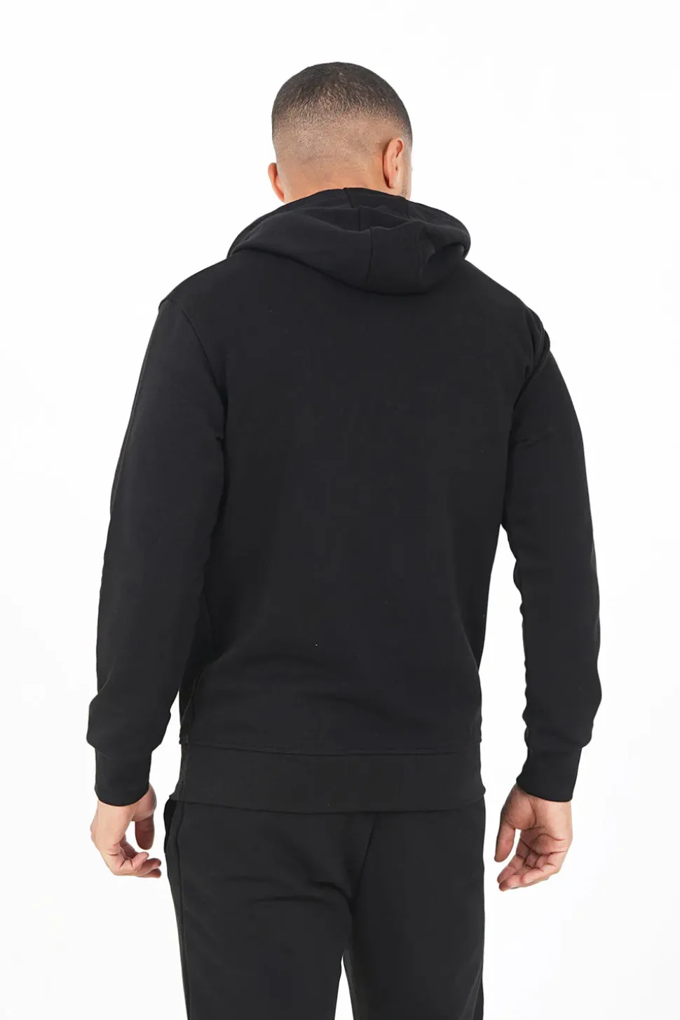 Sweatshirt Capuche Logo Brode Noir