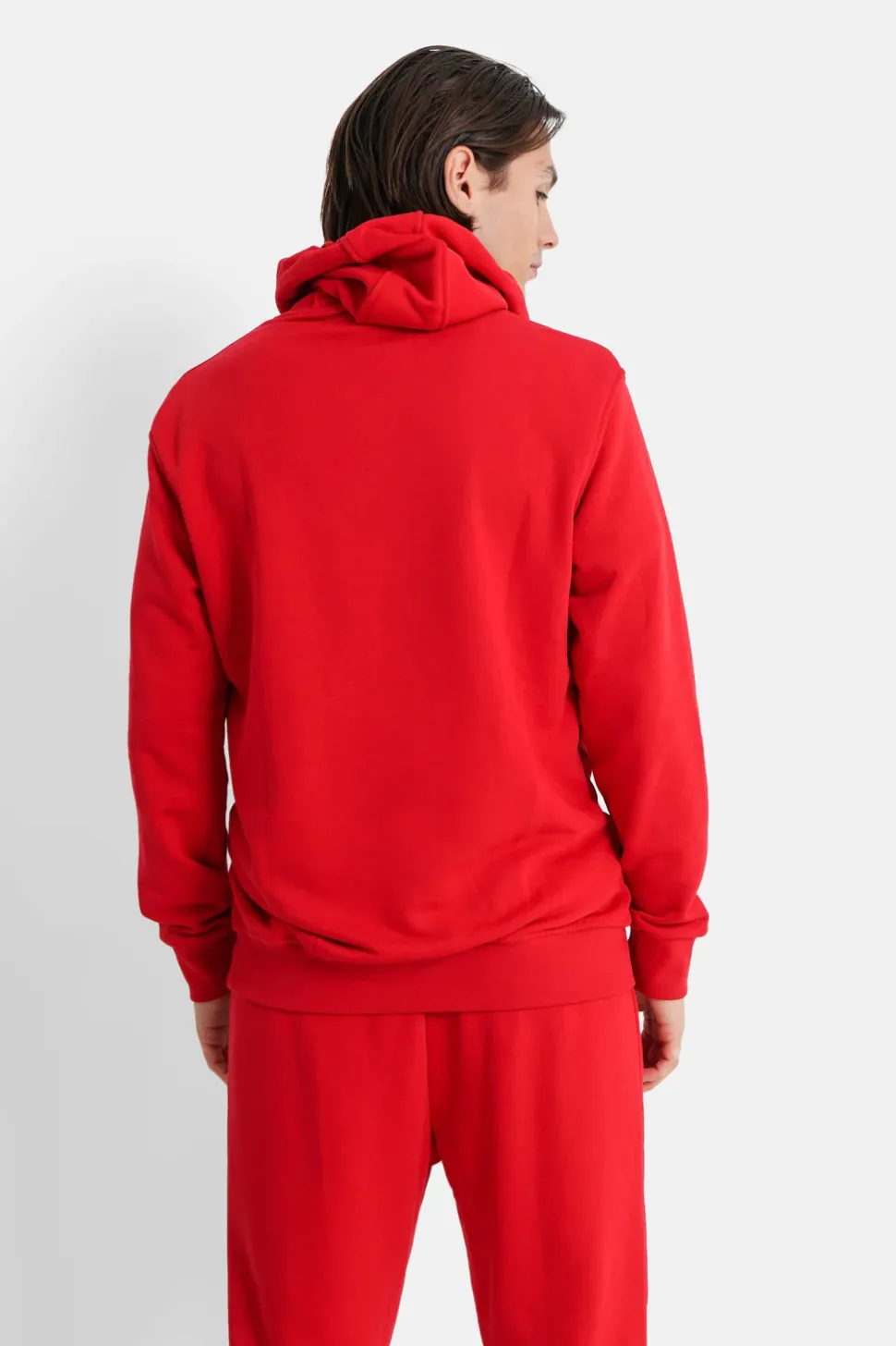Sweatshirt Capuche Logo Brode Rouge