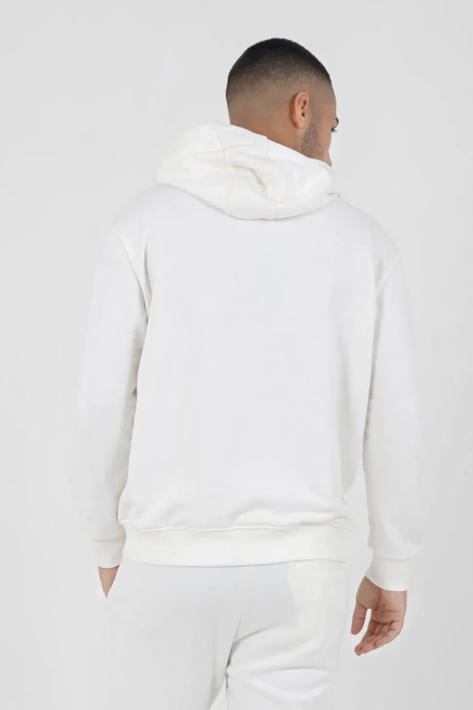 Sweatshirt Capuche Logo Brode Blanc