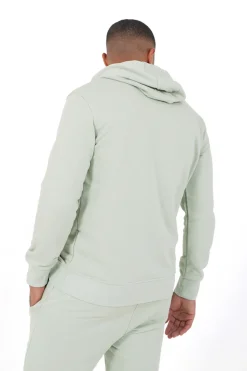 Sweatshirt Capuche Logo Brode Vert Clair