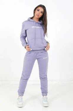 Sweatshirt Capuche Logo Brode Violet