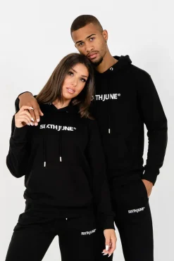 Sweatshirt Capuche Logo Brode Noir