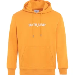Sweatshirt Capuche Logo Brode Orange