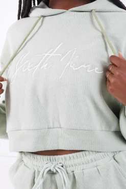 Sweatshirt Capuche Molletonne Vert Clair