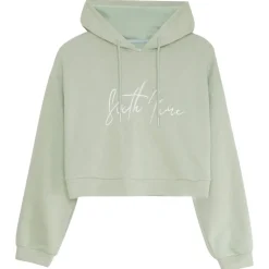 Sweatshirt Capuche Molletonne Vert Clair