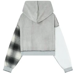 Sweatshirt Capuche Multi Tissus Gris