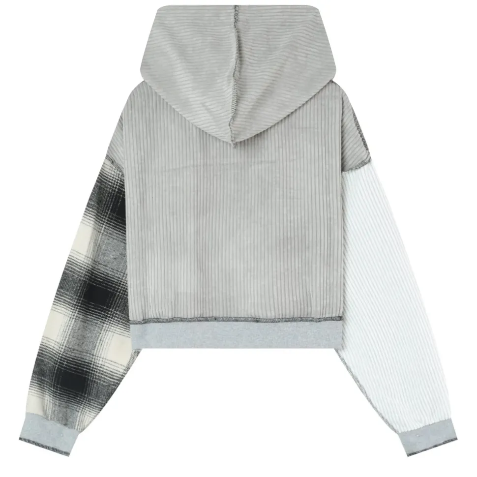 Sweatshirt Capuche Multi Tissus Gris