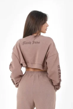 Sweatshirt Court Crew Gothique Beige Fonce