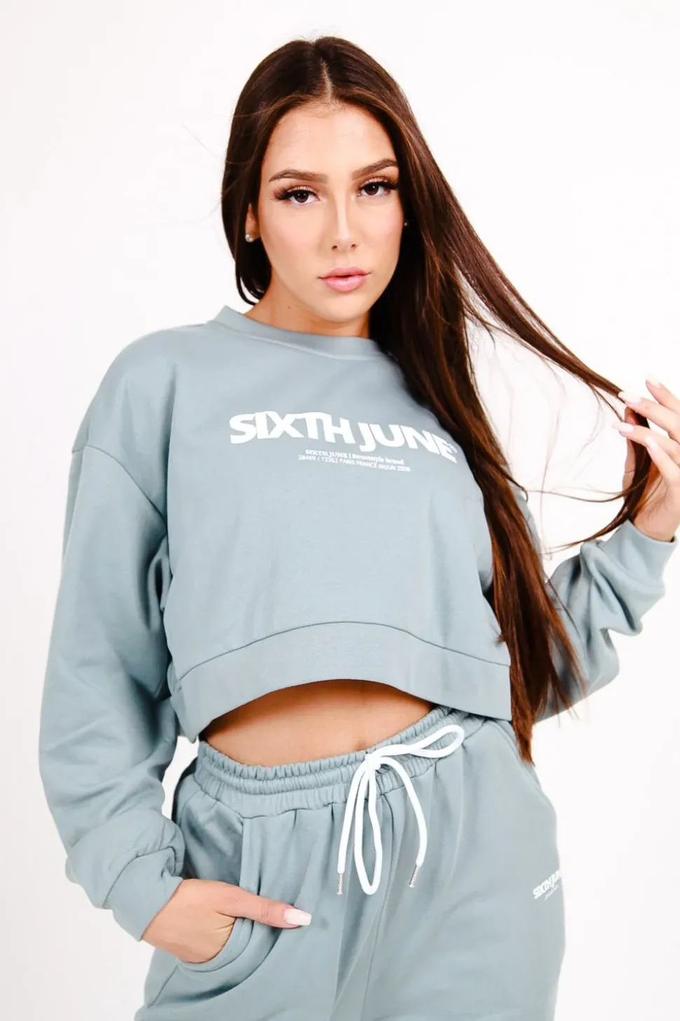 Sweatshirt Court Logo Imprime Vert