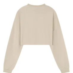 Sweatshirt Court Tissu Bouclette Beige Clair