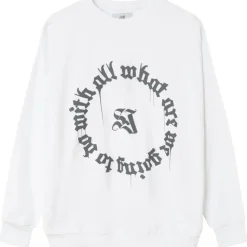 Sweatshirt Imprime Oversize Blanc