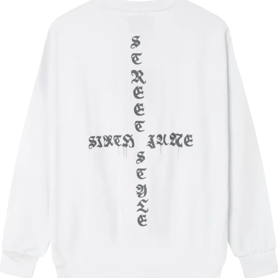 Sweatshirt Imprime Oversize Blanc