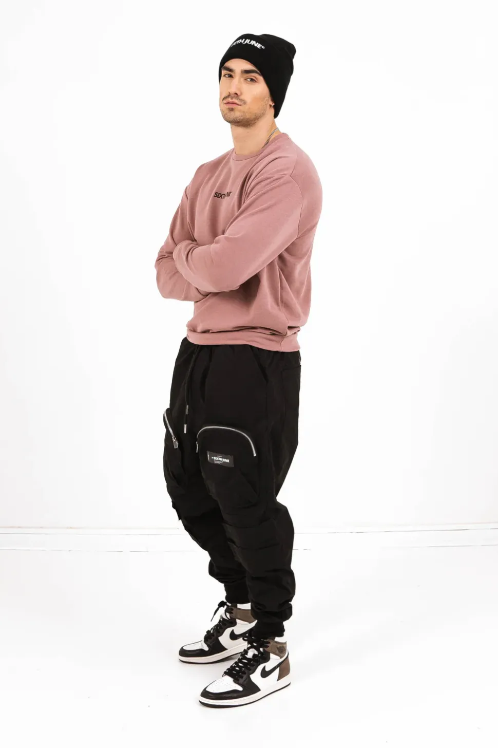 Sweatshirt Logo Coton Rose Fonce