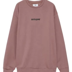 Sweatshirt Logo Coton Rose Fonce