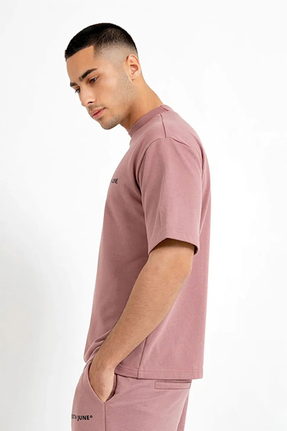 Sweatshirt Manches Courtes Logo Rose Fonce