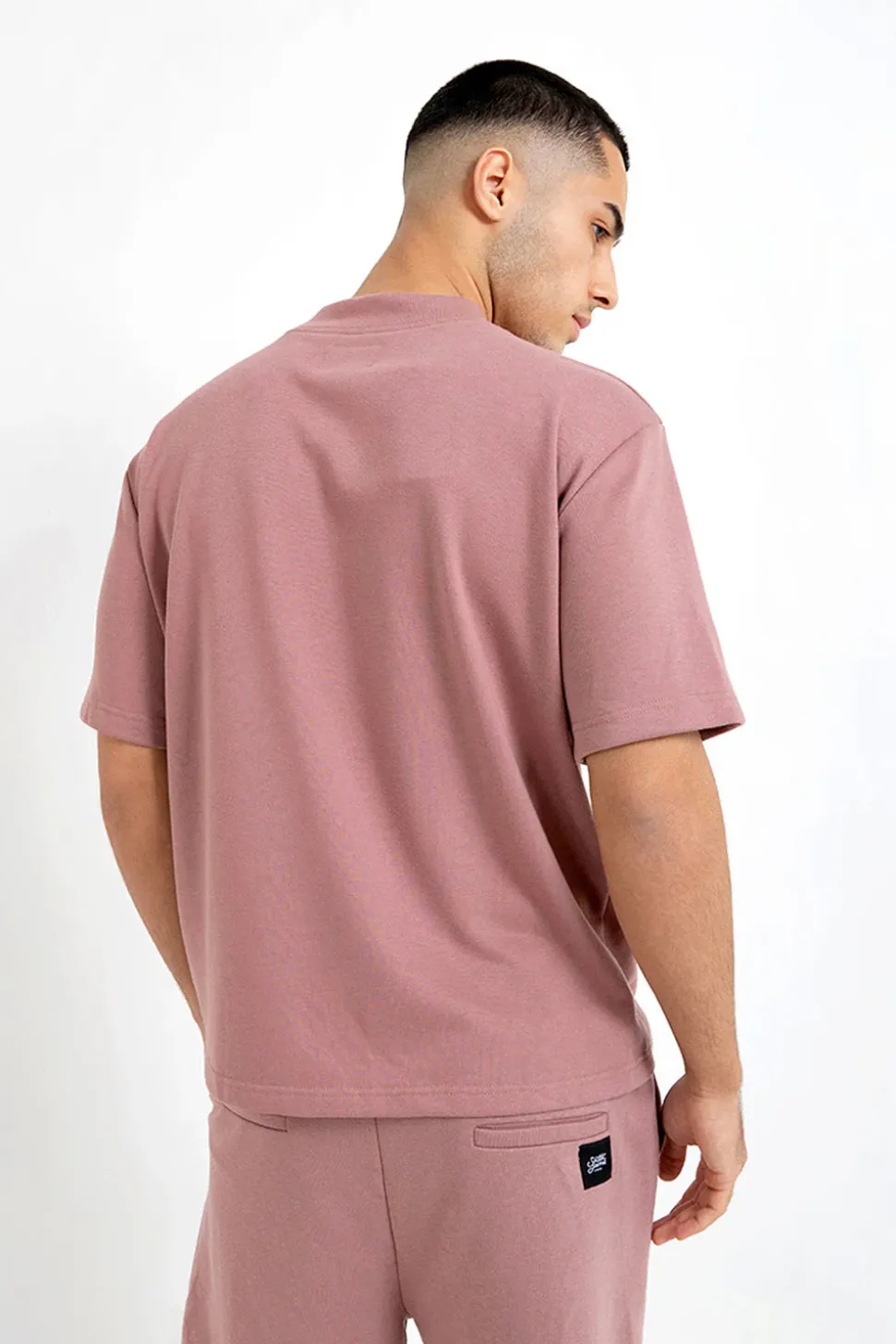 Sweatshirt Manches Courtes Logo Rose Fonce