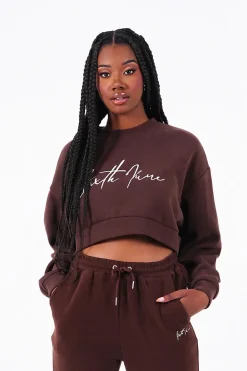 Sweatshirt Signature Molletonnee Marron Fonce