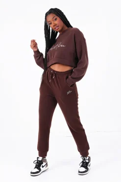 Sweatshirt Signature Molletonnee Marron Fonce