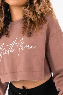 Sweatshirt Signature Molletonnee Beige Fonce