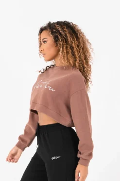 Sweatshirt Signature Molletonnee Beige Fonce