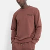 Sweatshirt Soft Logo Brode Marron Fonce