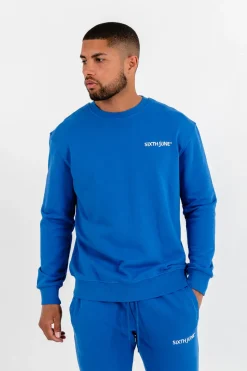 Sweatshirt Soft Logo Brode Bleu Fonce