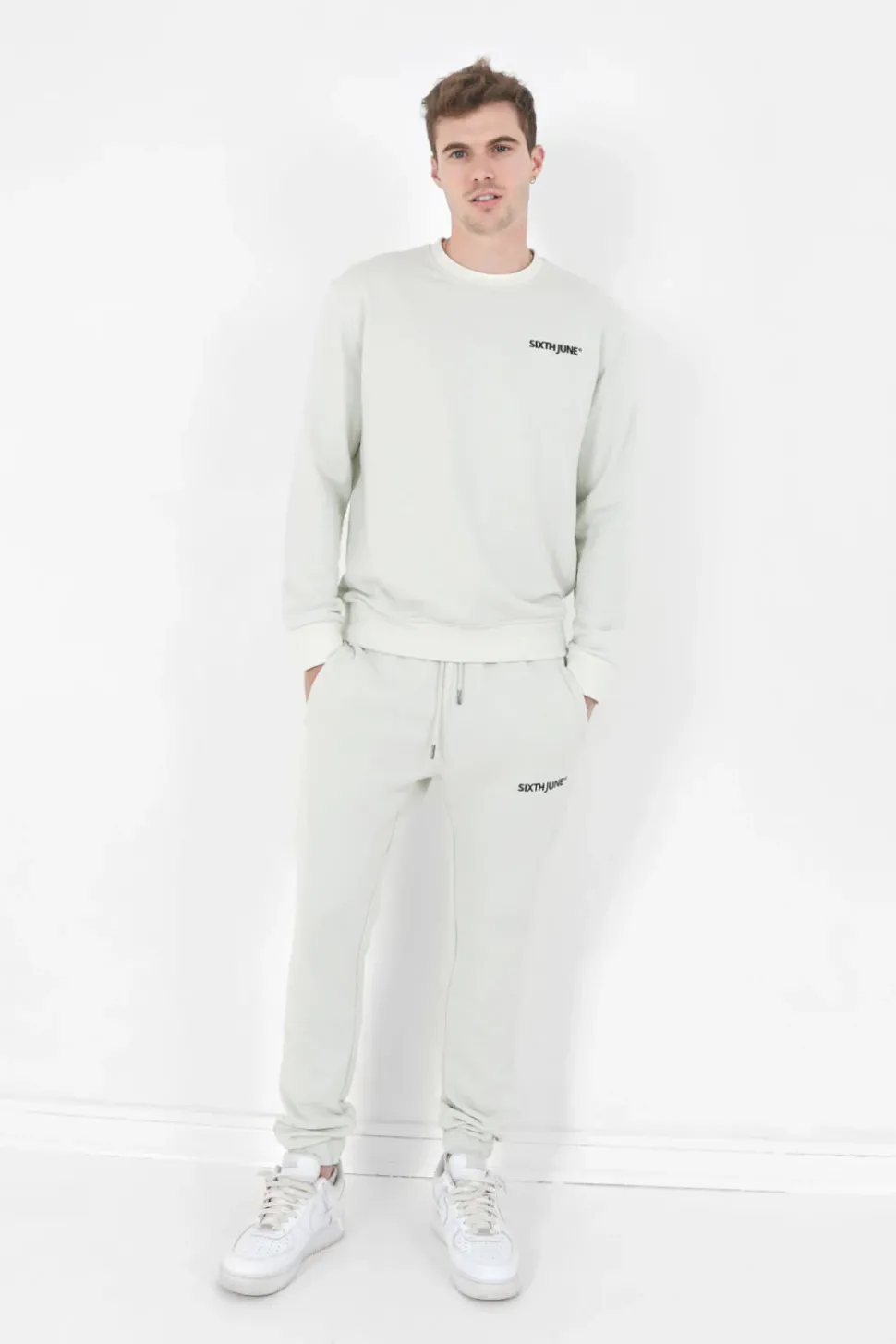 Sweatshirt Soft Logo Brode Vert Clair