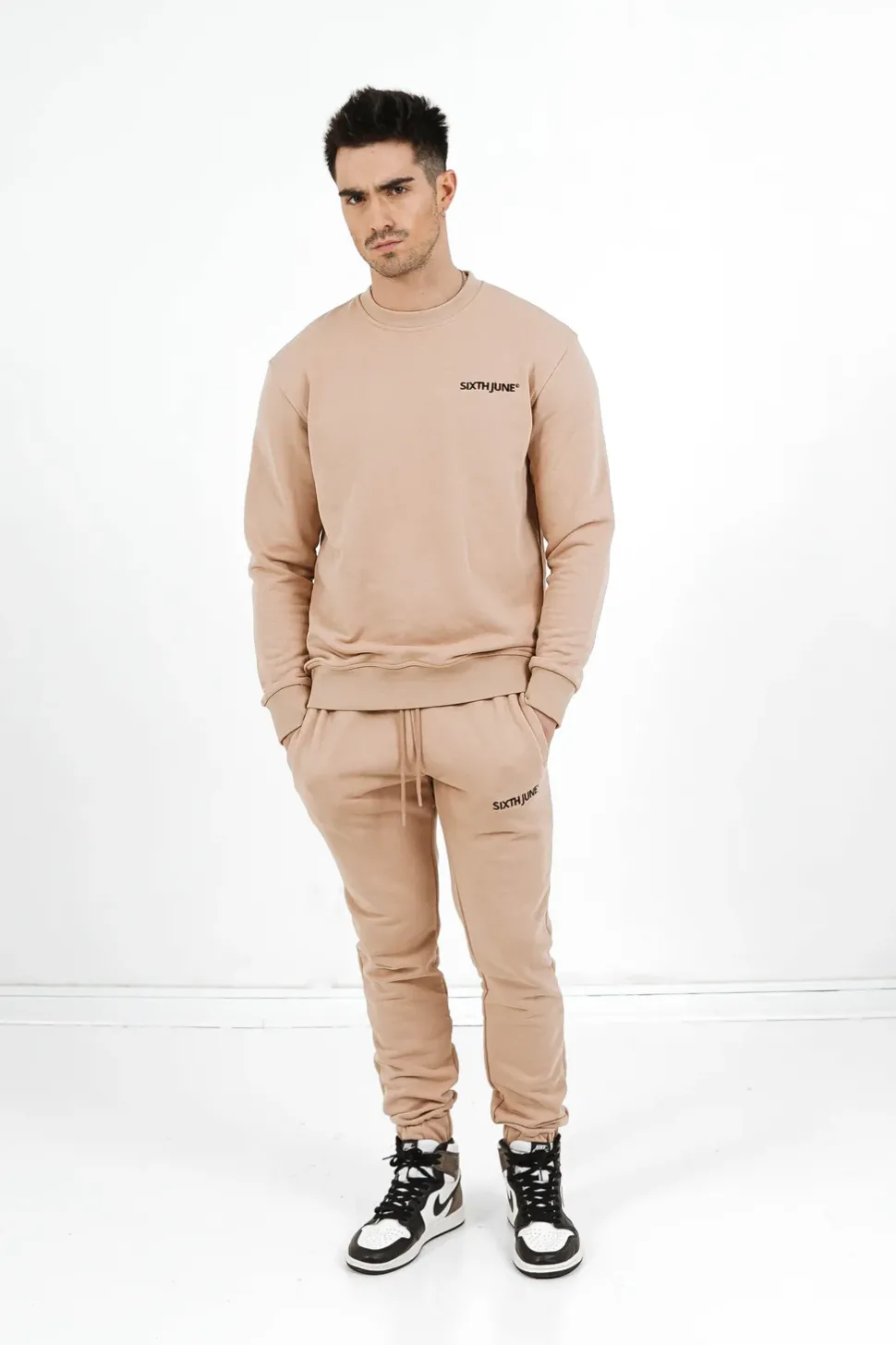 Sweatshirt Soft Logo Brode Beige Clair