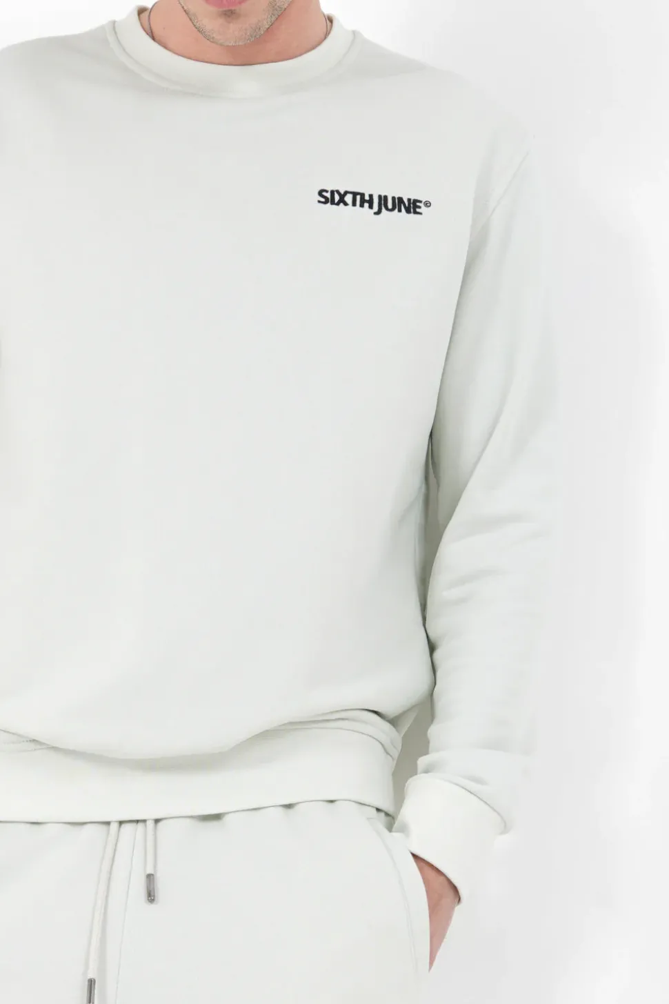 Sweatshirt Soft Logo Brode Vert Clair
