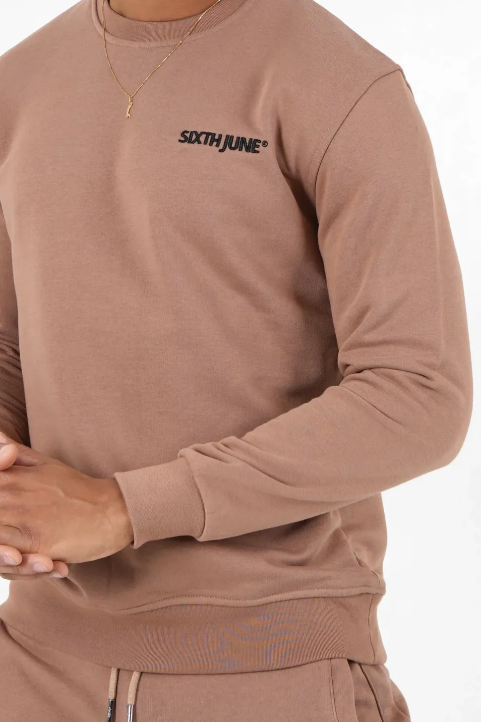 Sweatshirt Soft Logo Brode Marron Clair