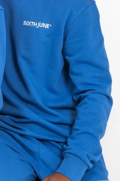 Sweatshirt Soft Logo Brode Bleu Fonce