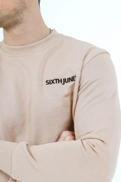 Sweatshirt Soft Logo Brode Beige Clair
