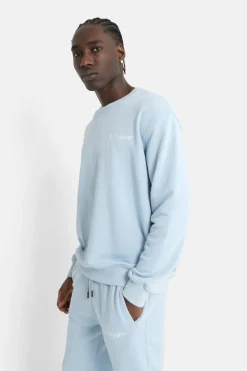 Sweatshirt Soft Logo Brode Bleu