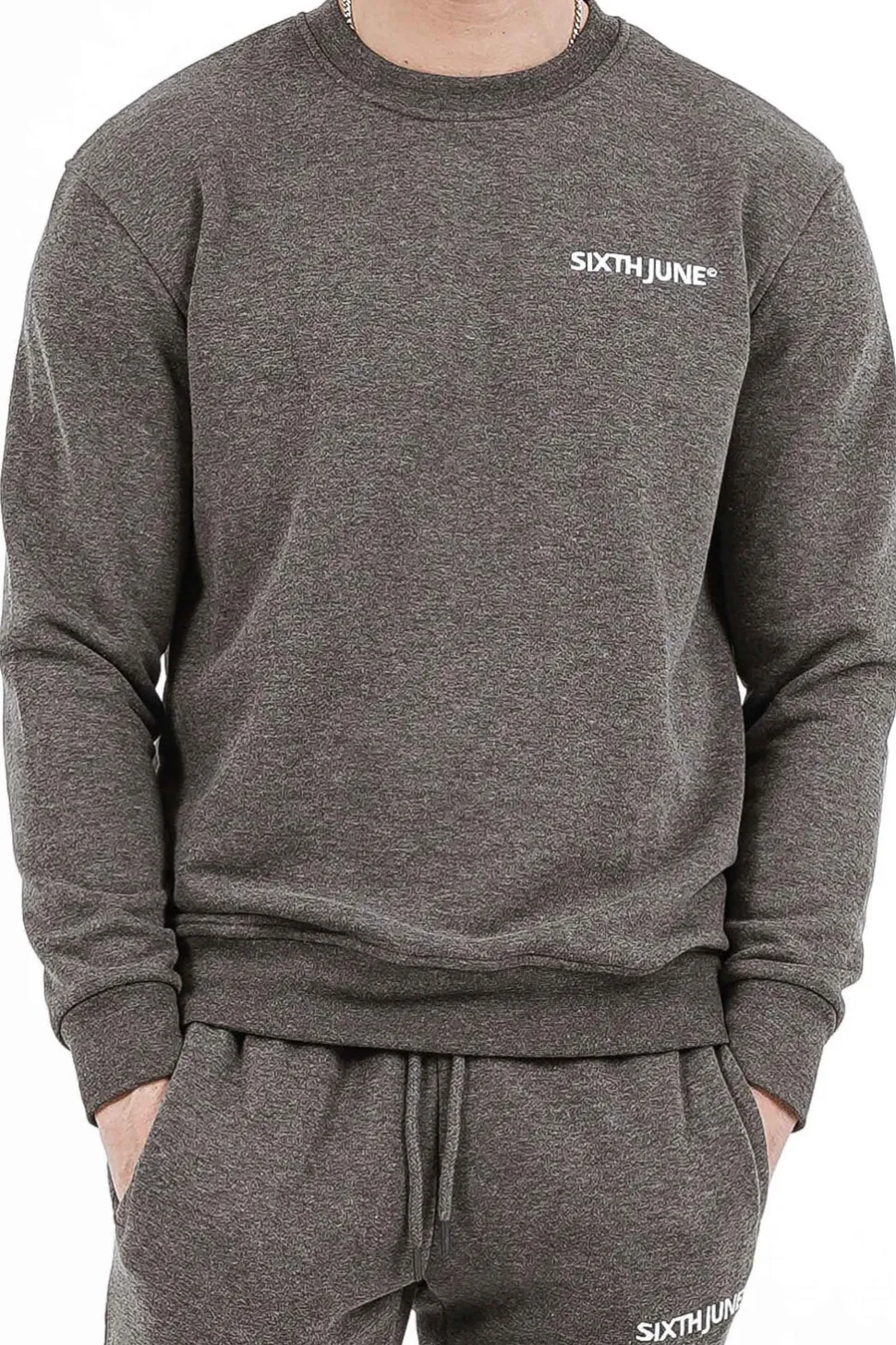 Sweatshirt Soft Logo Brode Gris Fonce