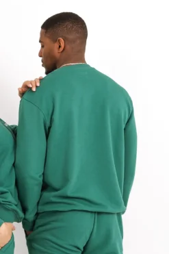 Sweatshirt Soft Logo Brode Vert Fonce
