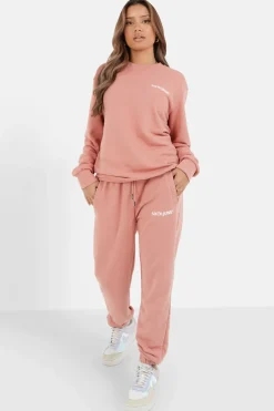 Sweatshirt Soft Logo Brode Rose Clair
