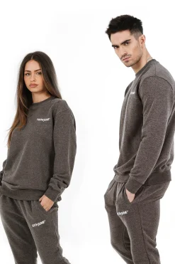 Sweatshirt Soft Logo Brode Gris Fonce