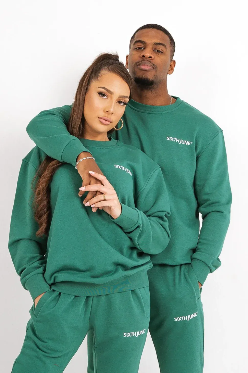 Sweatshirt Soft Logo Brode Vert Fonce