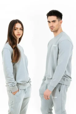 Sweatshirt Soft Logo Brode Bleu Clair