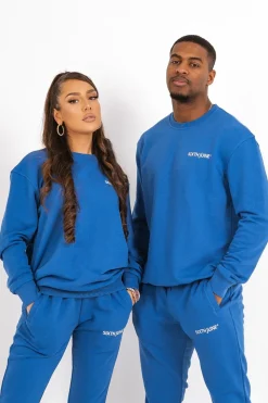 Sweatshirt Soft Logo Brode Bleu Fonce