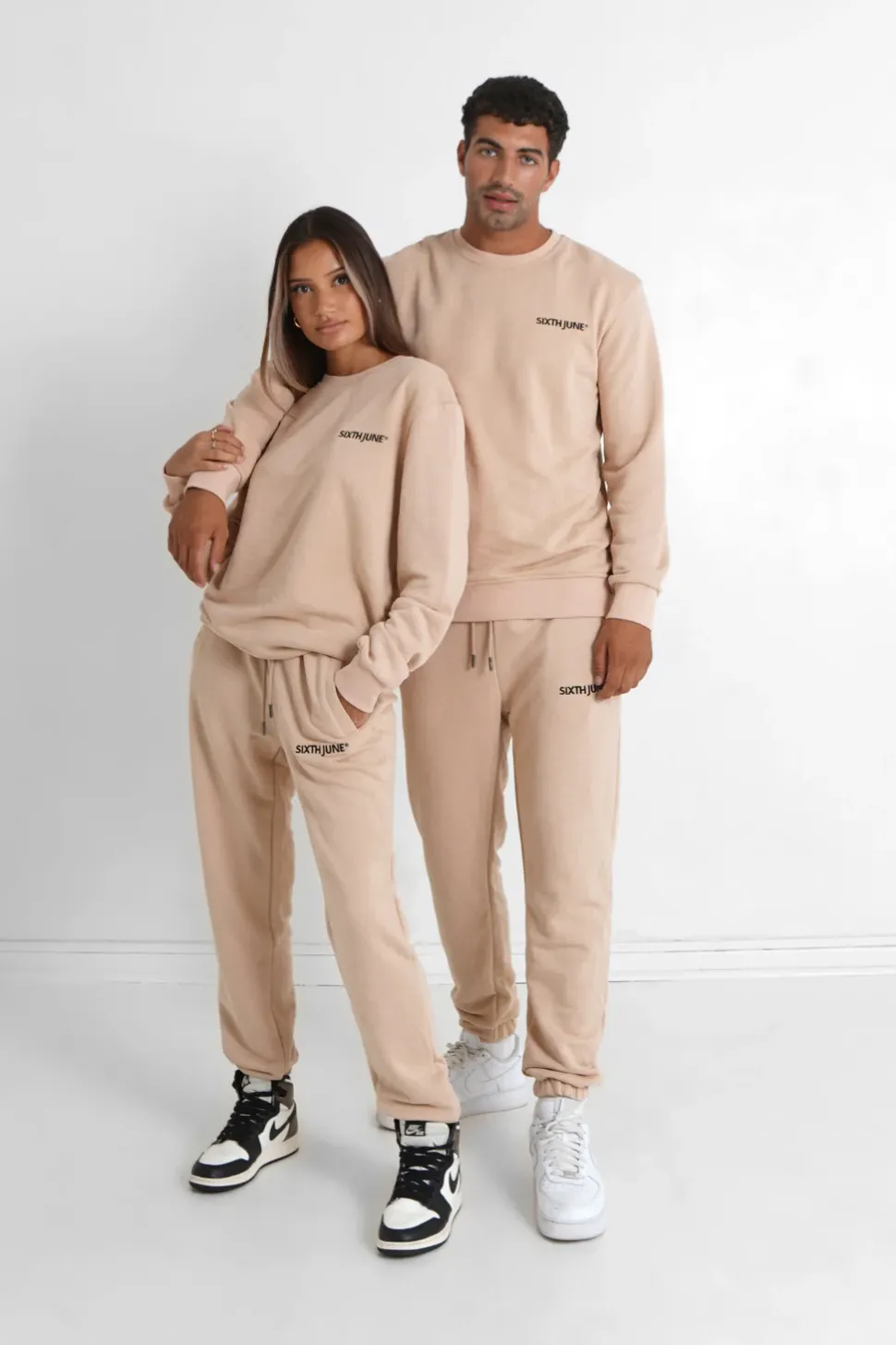 Sweatshirt Soft Logo Brode Beige Clair