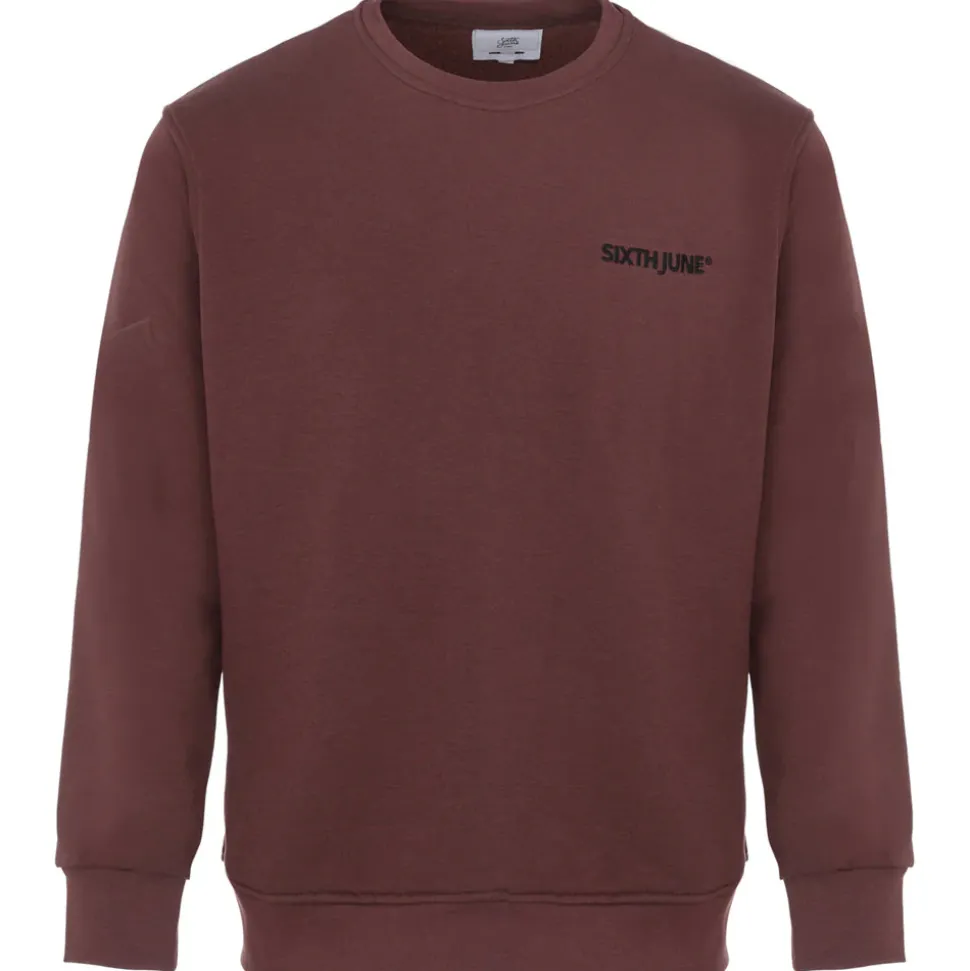 Sweatshirt Soft Logo Brode Marron Fonce