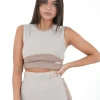 Top Bicolor Cotele Beige Clair