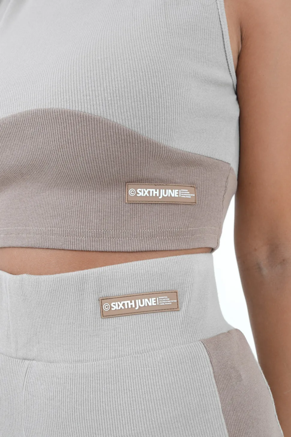 Top Bicolor Cotele Beige Clair