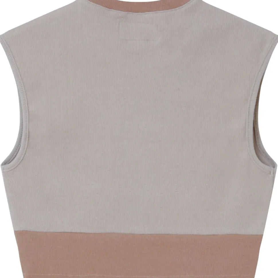 Top Bicolor Cotele Beige Clair