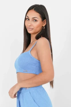 Top Bretelles Bijou Cotele Bleu